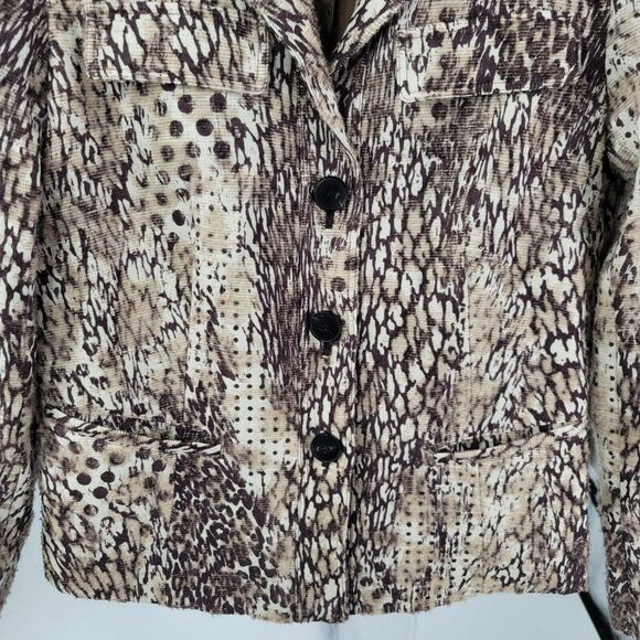 Lafayette 148 Blazer 8 Wool Silk Blend Career Animal Print Button Front Pockets - Picture 7 of 8